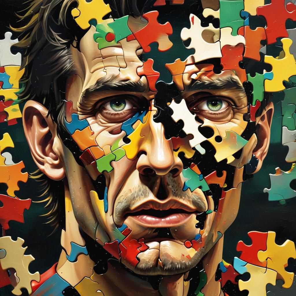 Fragmented Male Face: Surreal Digital Collage