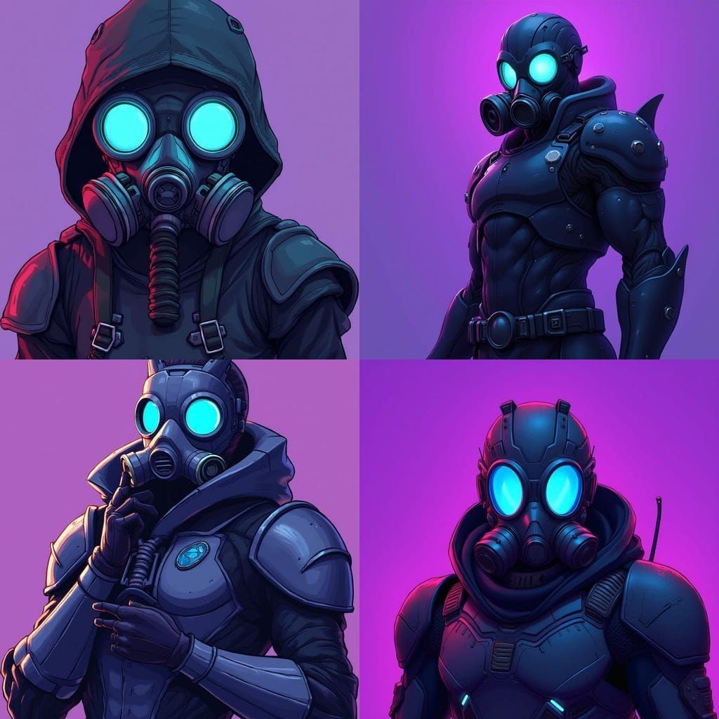 Futuristic Warrior PFP with Cyan Eyes, Digital Painting