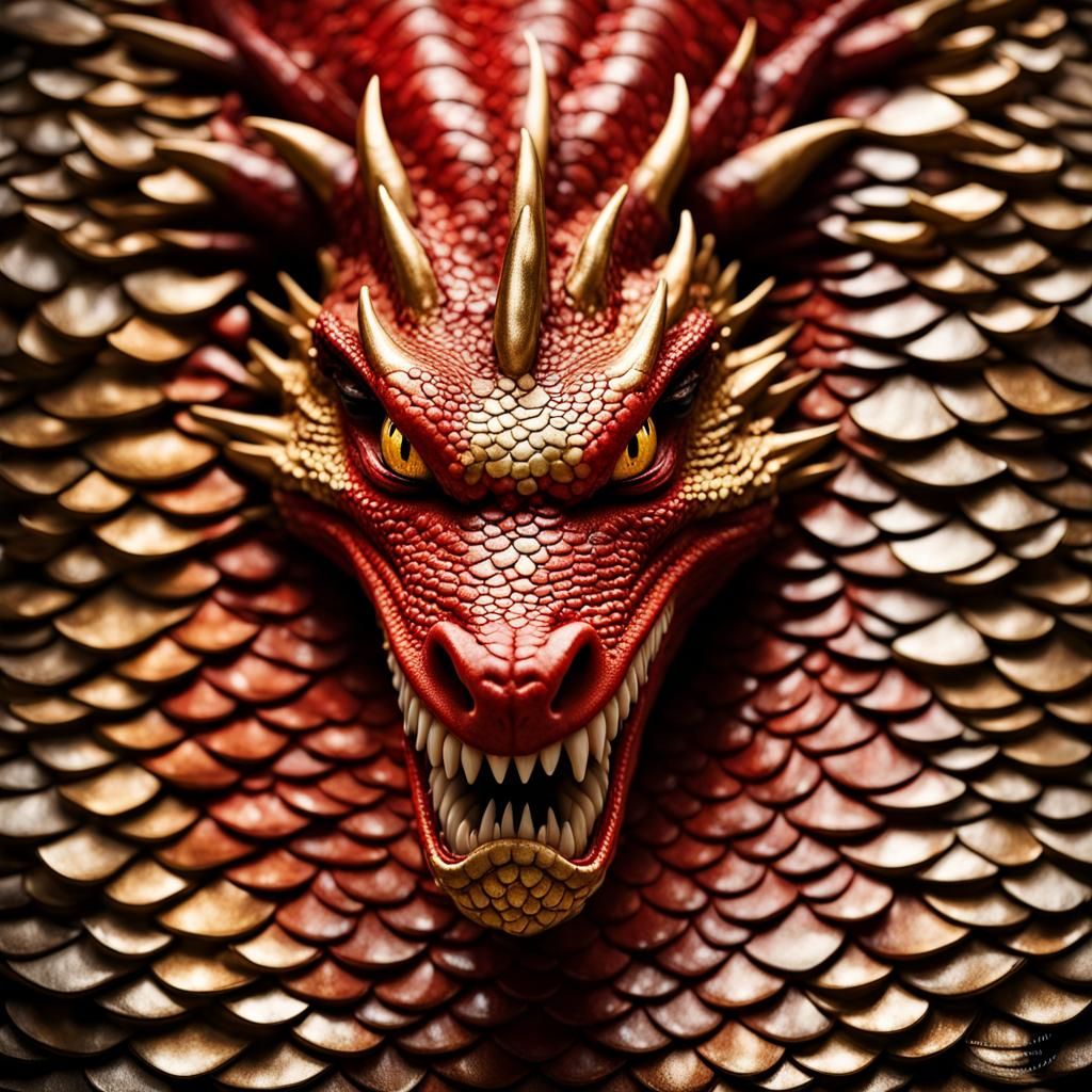 Dragon Face Portrait with Scales Textures