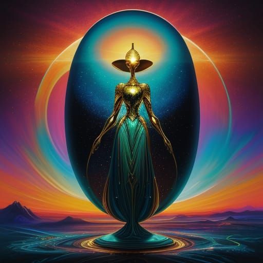 Hourglass of Stardust: Surreal Oil Painting