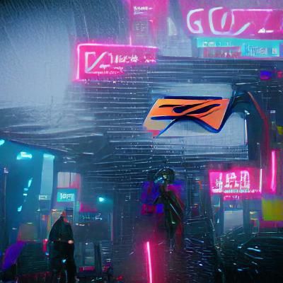 Cyberpunk Letter in Neon Cityscape
