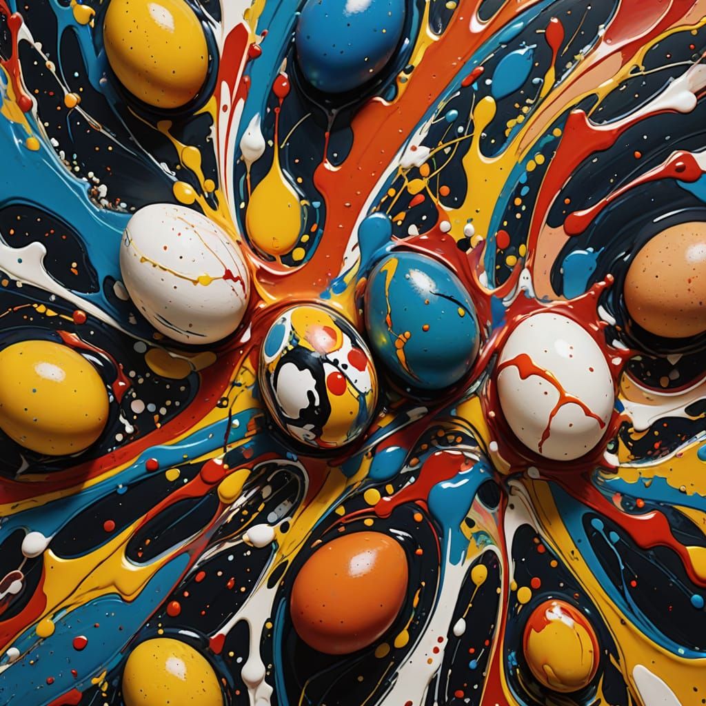 Vibrant Easter Egg Abstract in Jackson Pollock Style