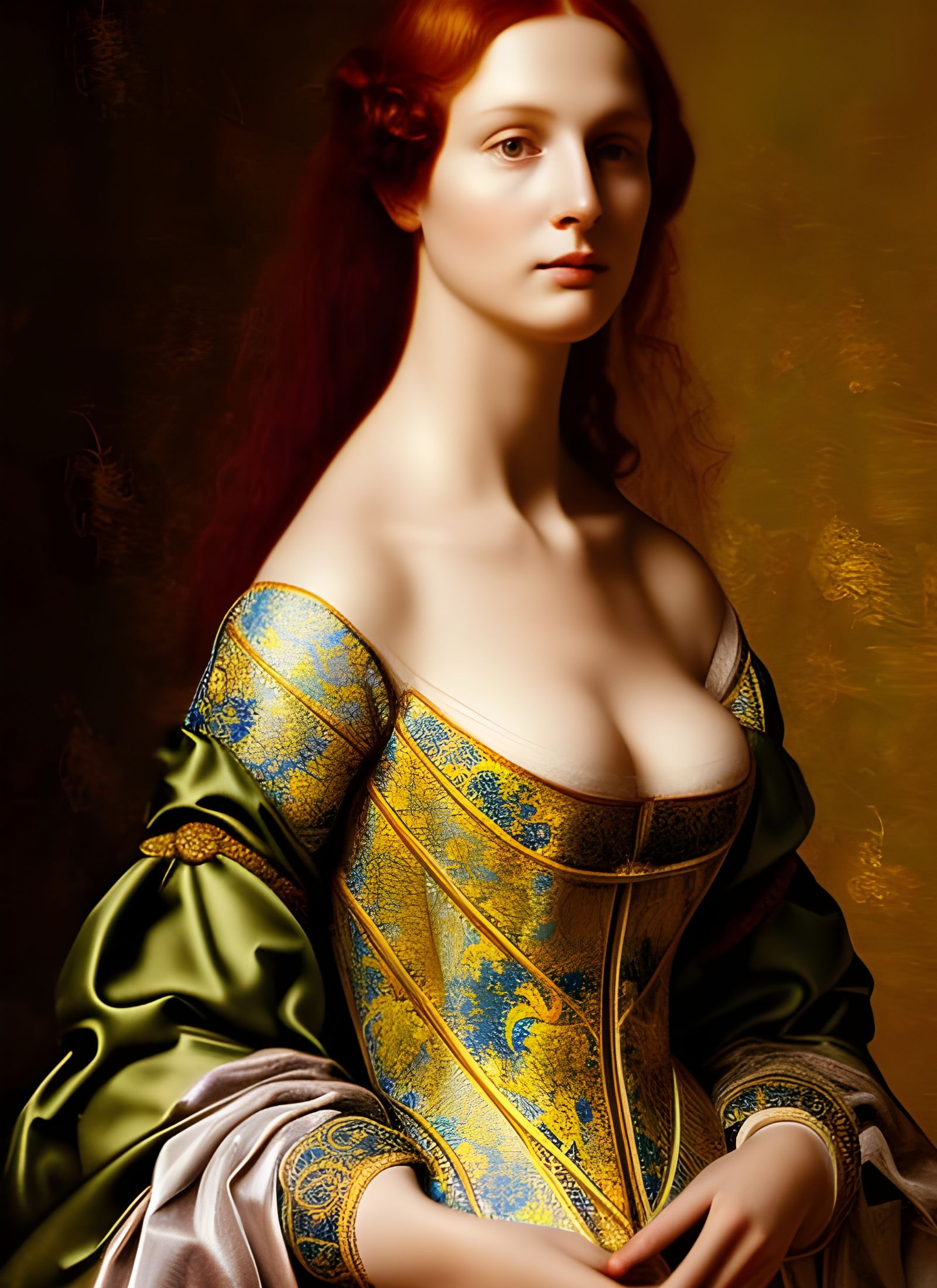 Renaissance Woman in Gown: Photorealistic Portrait