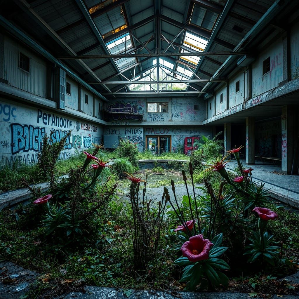 Abandoned Indoor Pool Reclaimed by Nature