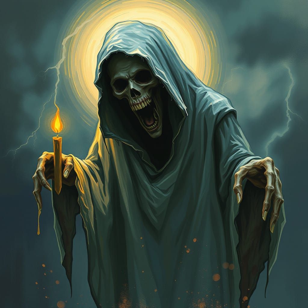 Ethereal Ghost Shrouded in Stormy Darkness