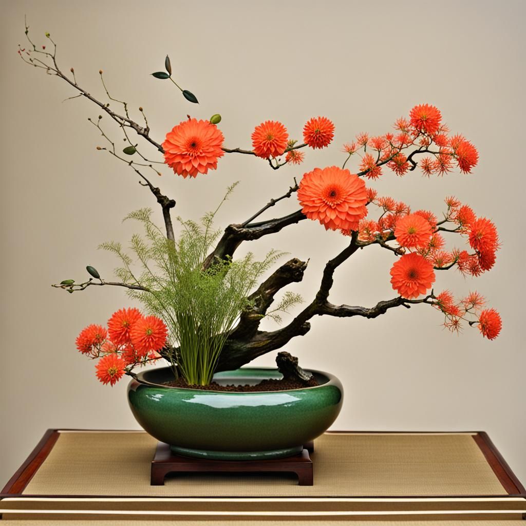 AI Image of Ikebana Floral Arrangement
