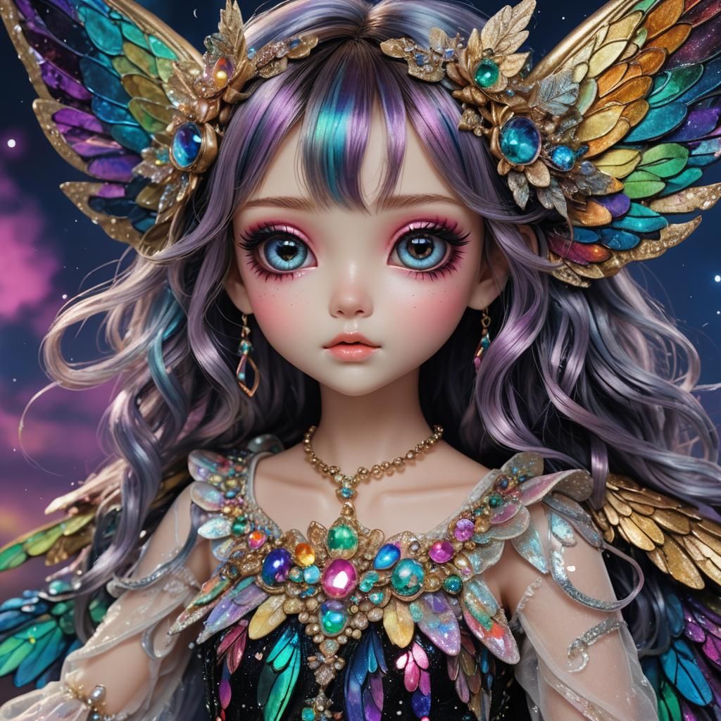 Glittering Oil Slick Portrait in Ultra-Realistic Style
