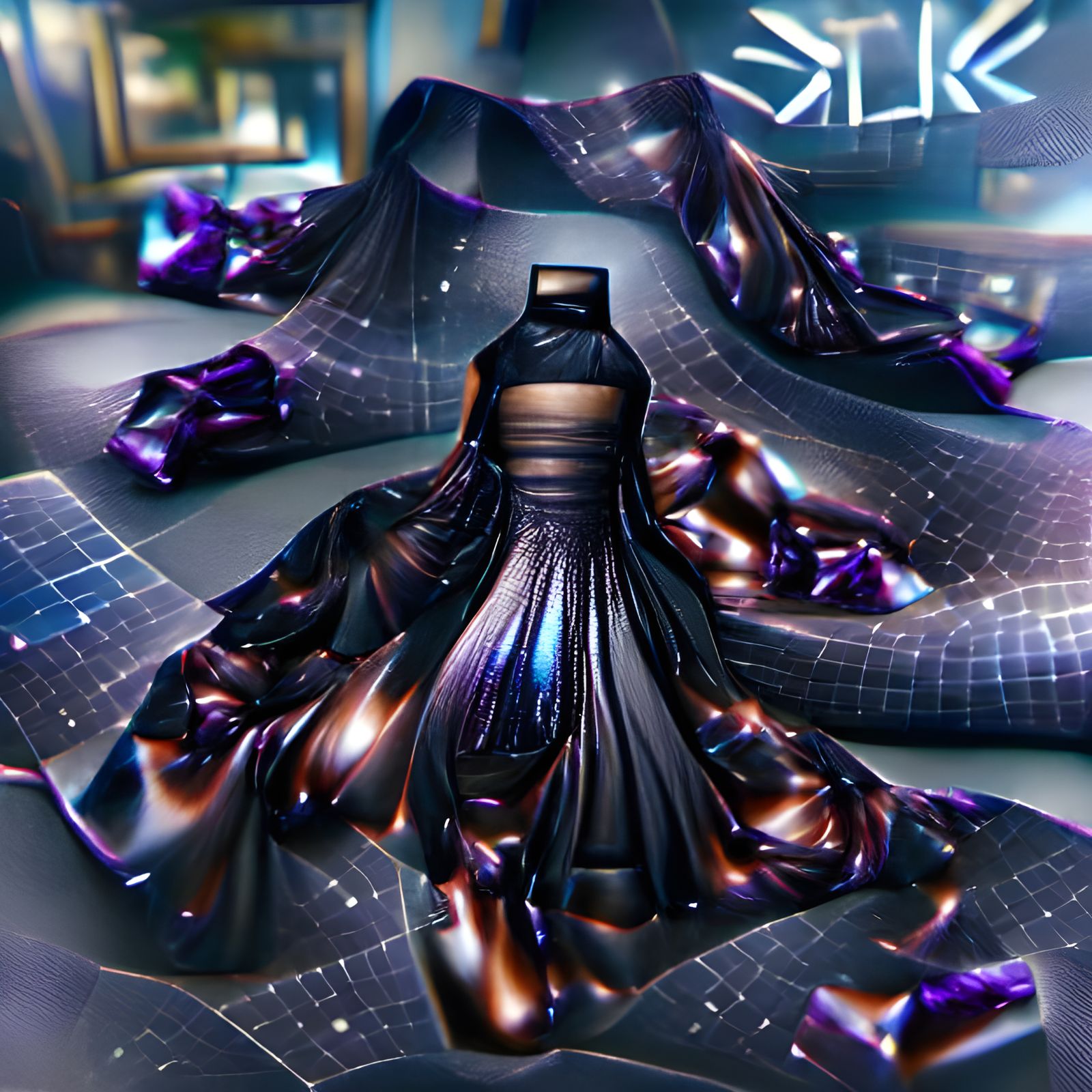 Y2Kcore Dark Matter Silk Gown