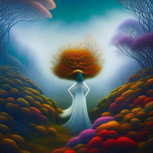 Mycelium Network in Warped Perspective, Digital Art