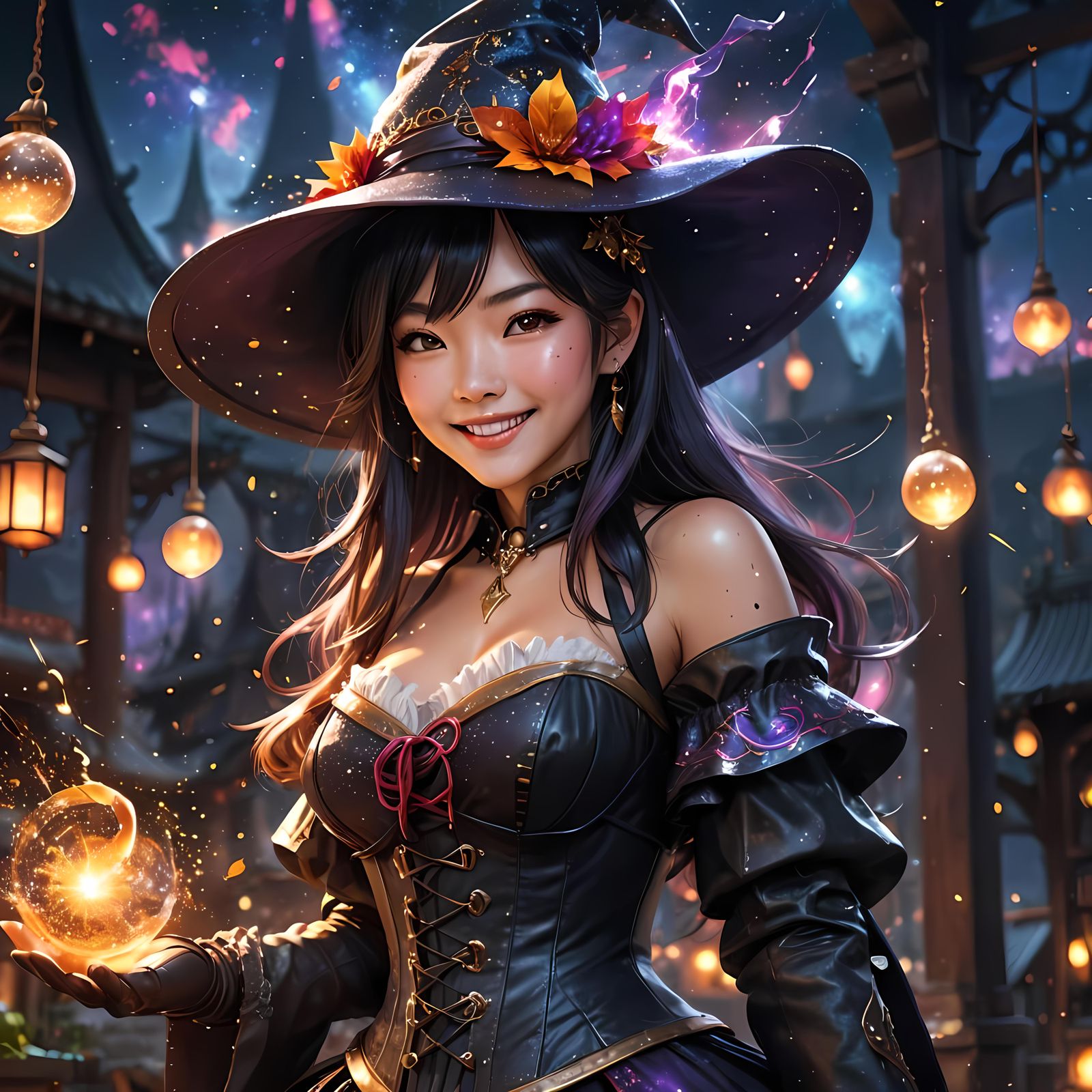 Anime Witch with Alchemy Background in Key Visual Art