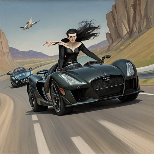 Vampire's Supercar: Expressionist Art Nouveau Fusion