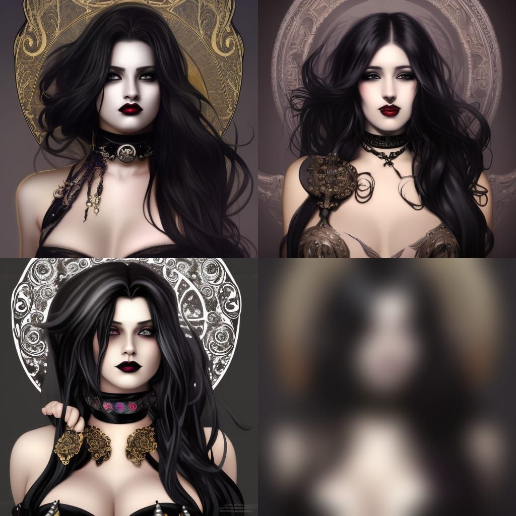 Goth Goddess Portrait in Hyperdetailed Digital Art