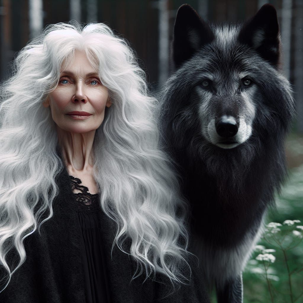 Woman and Wolf: A Bond of Wisdom and Unity