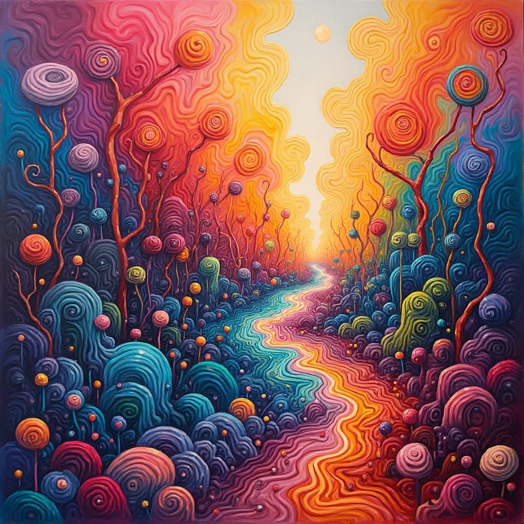 Candyland Abstract Art in Rothko Style Gouache