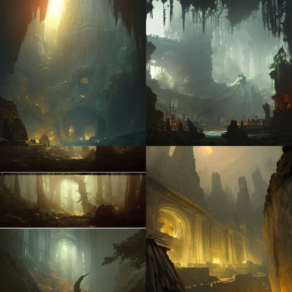 Dark Fantasy Ancient Hideouts with Volumetric Lighting