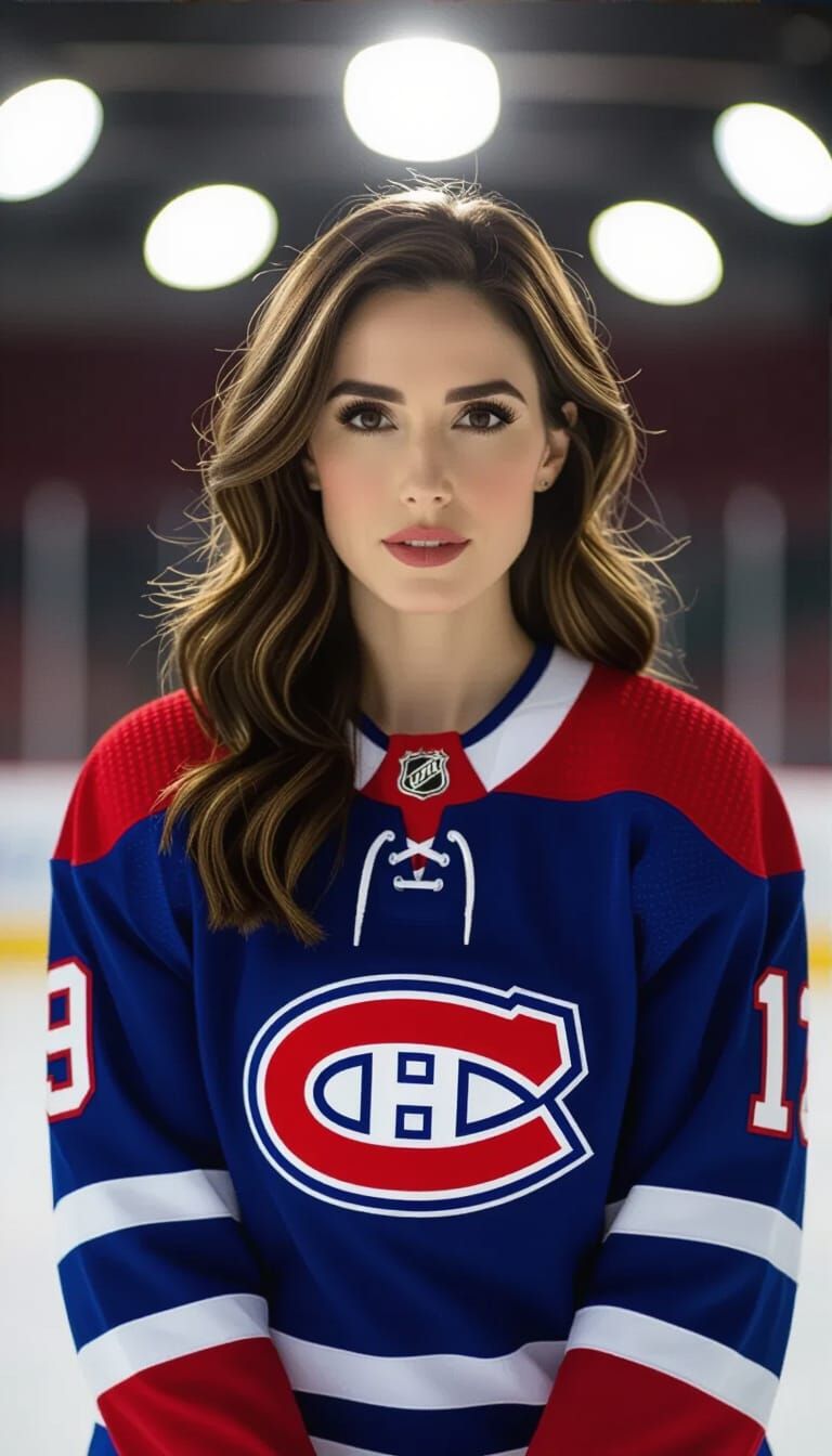 Alison Brie in Montreal Canadiens Jersey, Studio Portrait