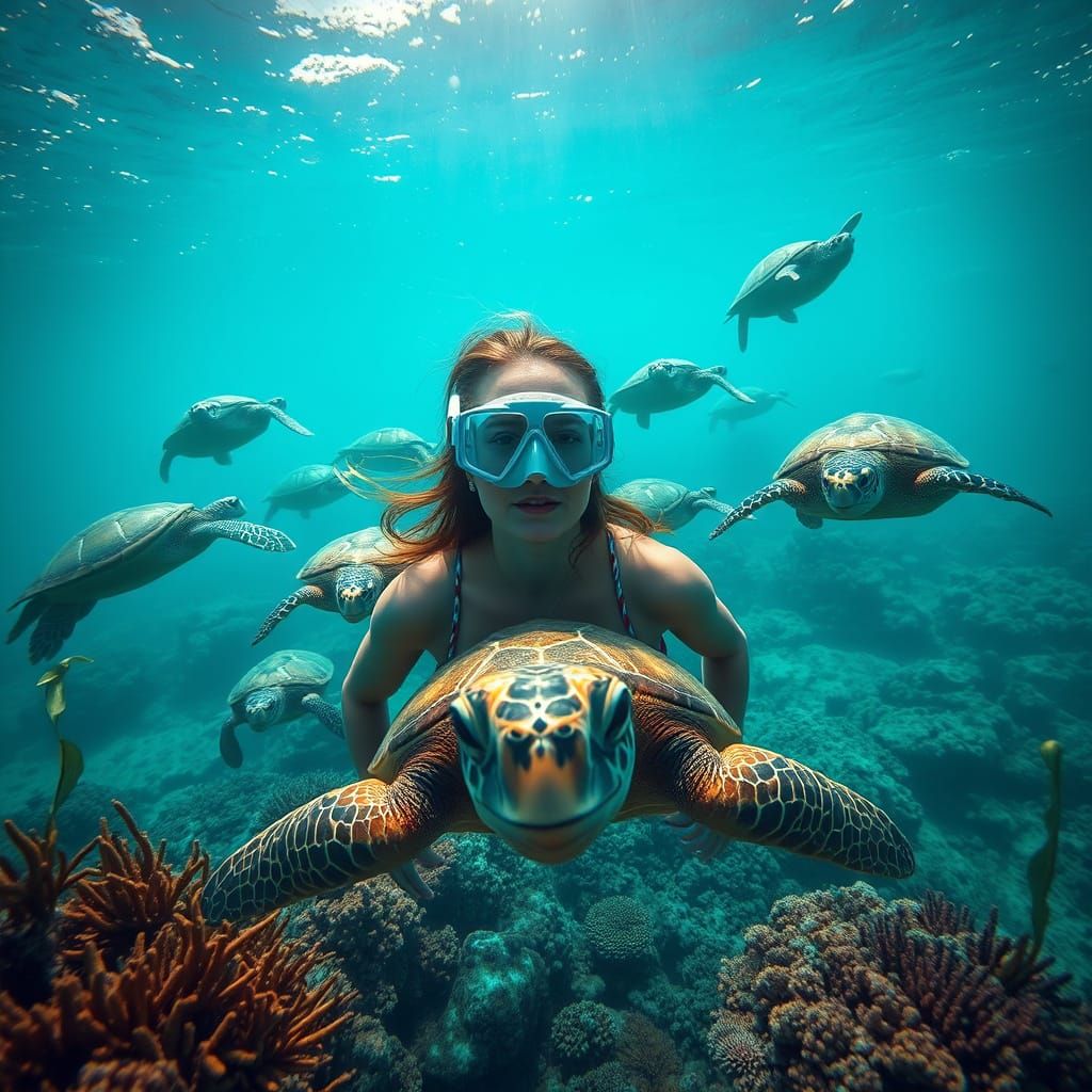 Majestic Sea Turtle Encounter in Turquoise Waters