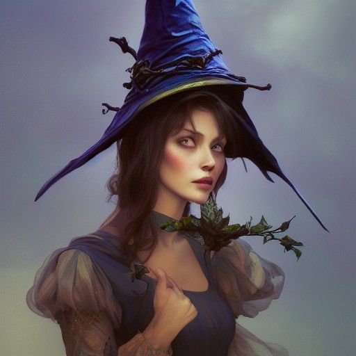 Halloween Fairy Portrait in Art Nouveau Style