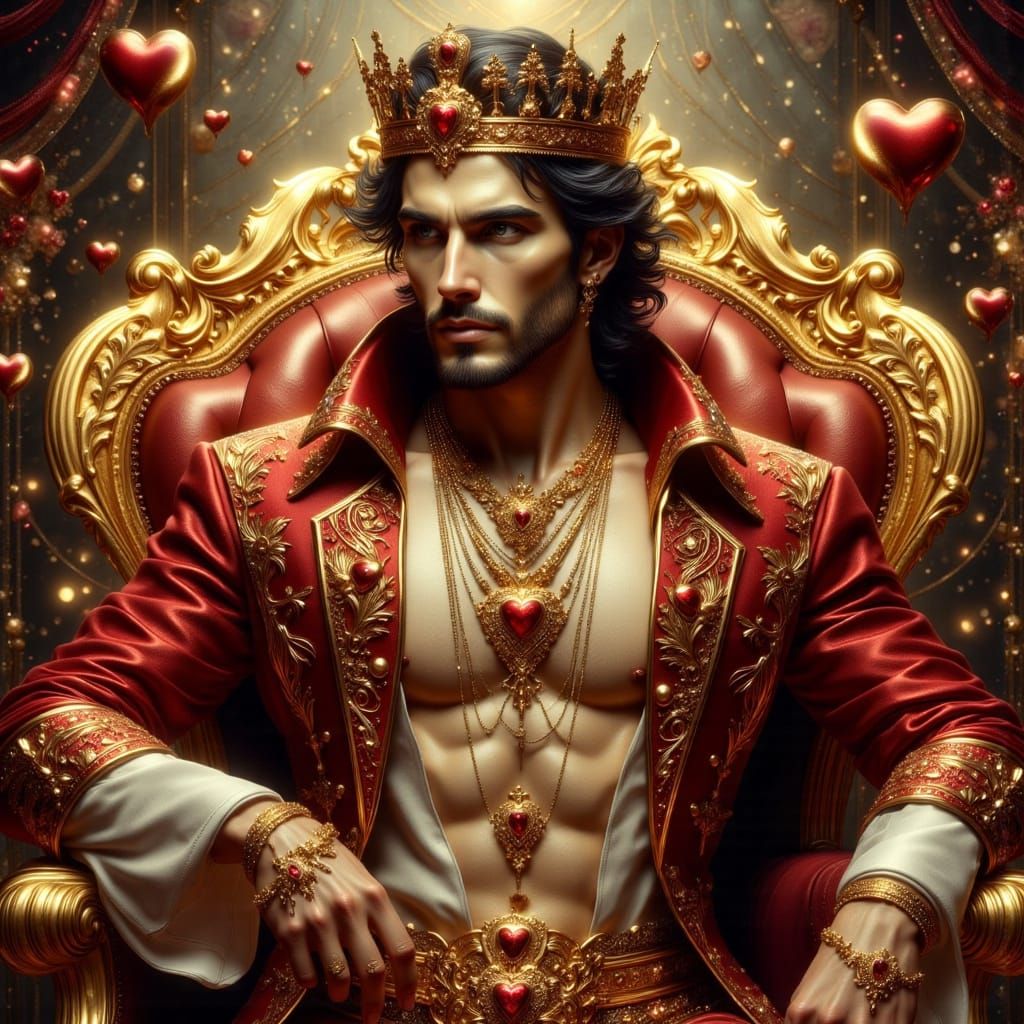 King of Hearts in Art Nouveau Punk Style