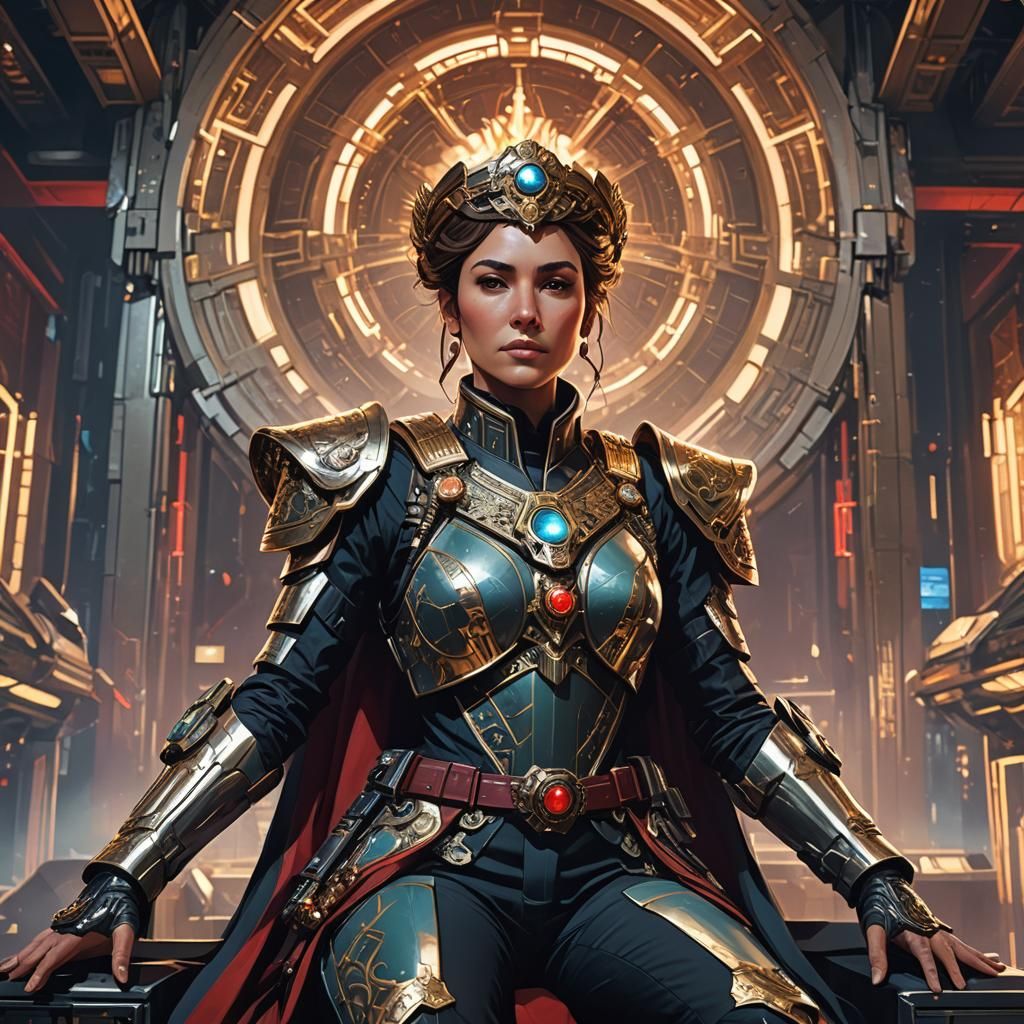 Sci-Fi Officer in Imperial Throne Room