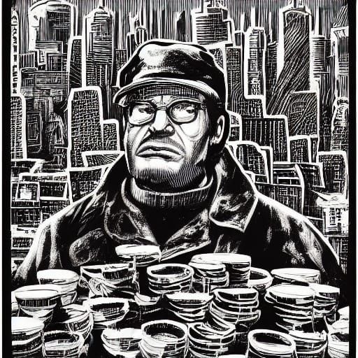 Moody City Portrait in Vintage Film Noir Style