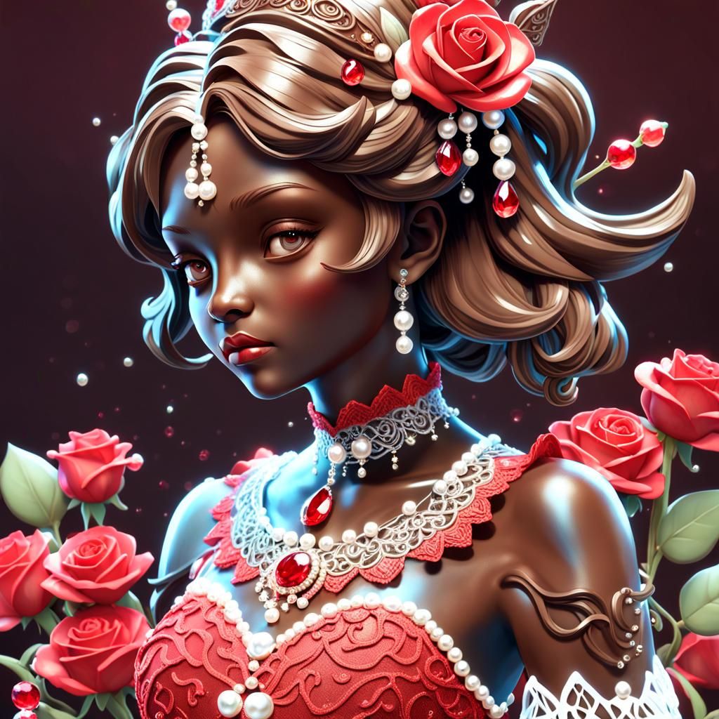 Delicious Chocolate Statue with Icing and Crystals