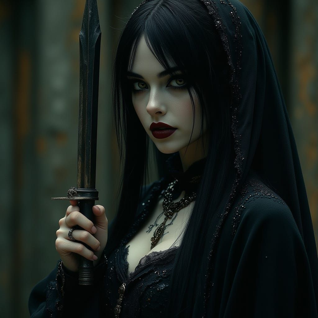Dark Gothic Goddess in Mystery Attire