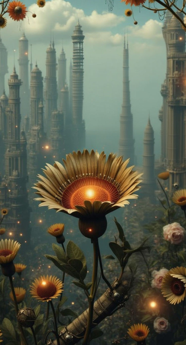 Neo-Steampunk Clockwork Hummingbird in Art Nouveau Style