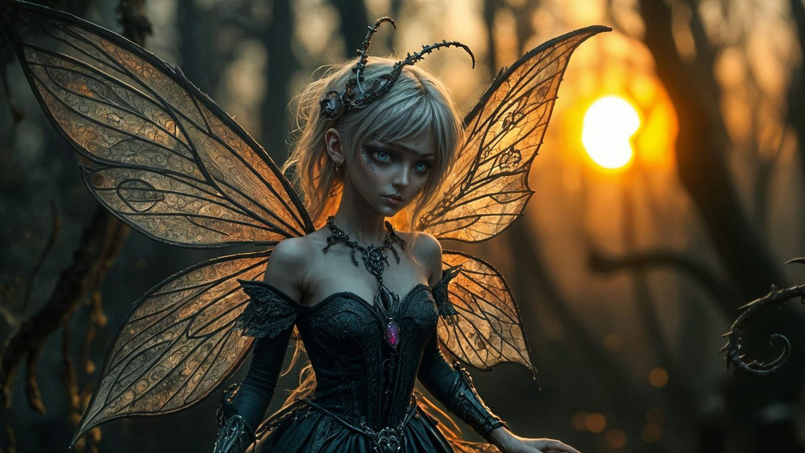 Realistic Fantasy Fairy in Dark Enchanted Realm