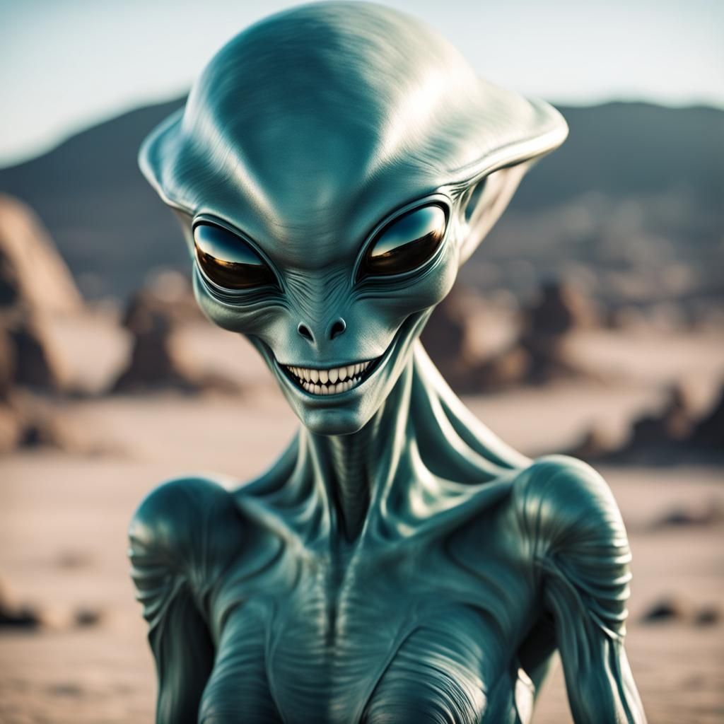 Smiling Alien Portrait from Another World