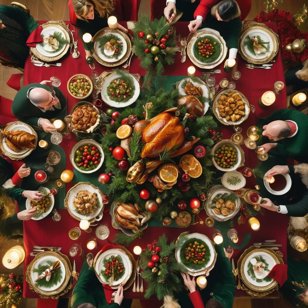 Baroque Still Life of Christmas Dinner Celebration