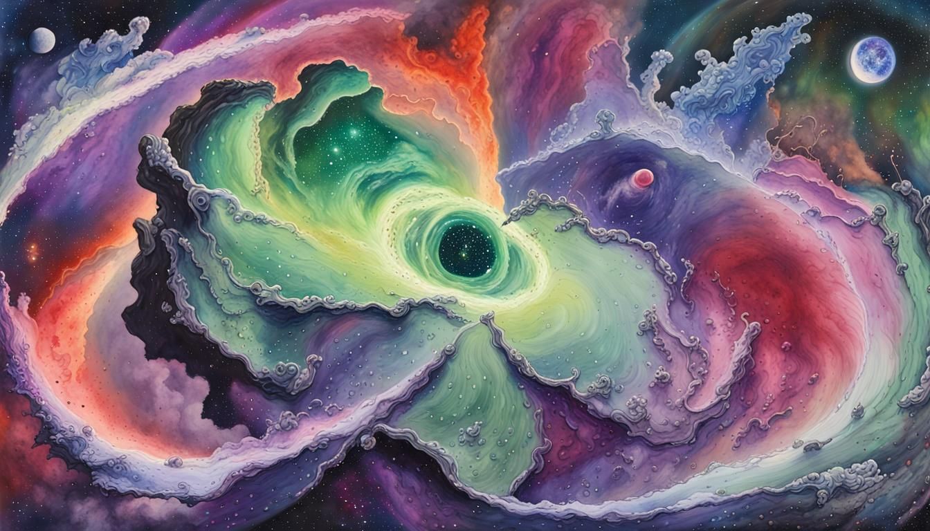 Spectacular Nebula Formation in Gouache Style