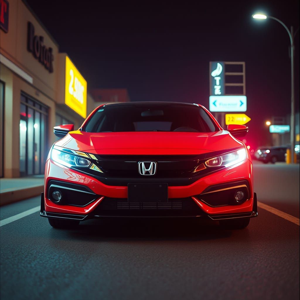 Neon Honda Civic Cinematic Film Still