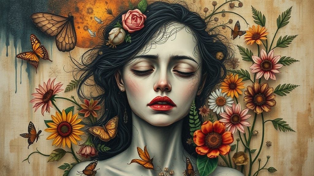 Woman in Pain: A Mixed Media Abstract Artwork