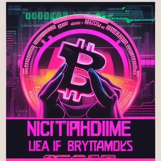 Bitcoin Propaganda Poster in Synthwave Neon Style
