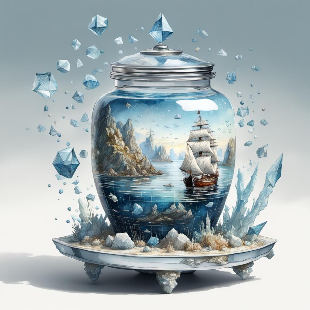 Crystal Jar Seascape Boat Concept Art