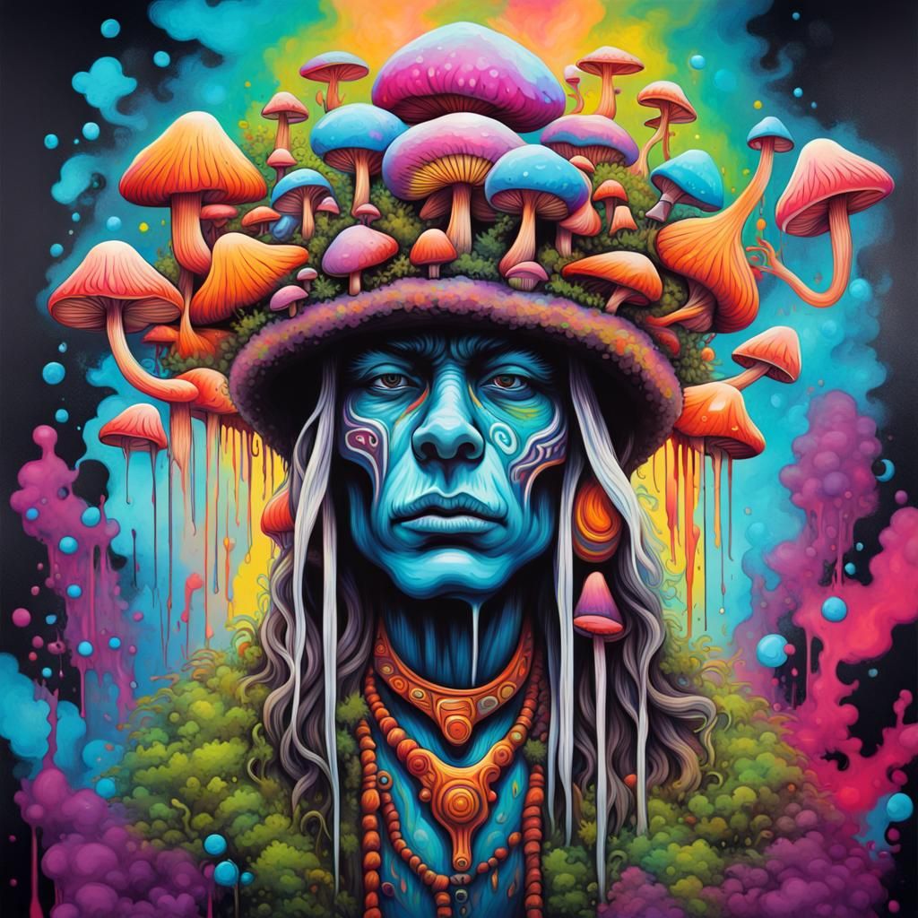Psychedelic Shaman in Graffiti Street Art Style