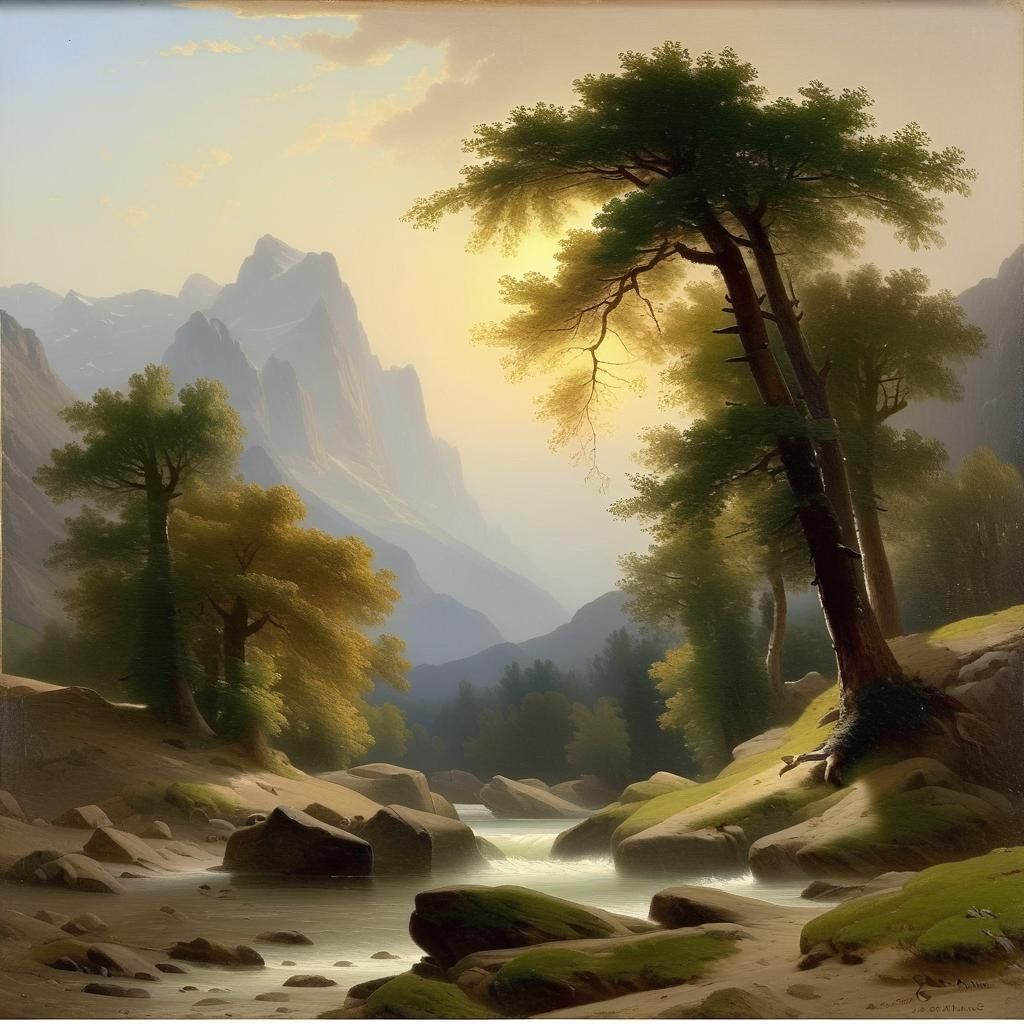 Romantic Landscape Painting in Calame Style