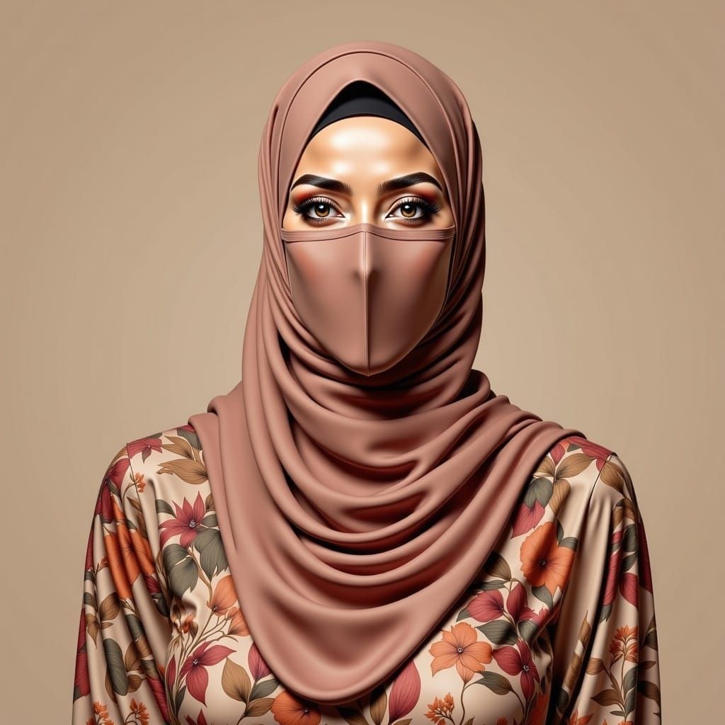 Surreal Hijabi Goddess Amidst Blooming Nature
