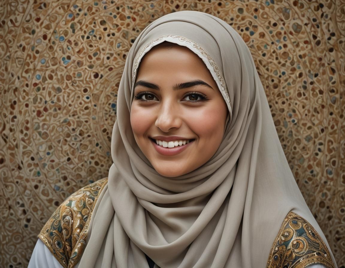 Beautiful Curvy Arabic Woman Portrait with Hijab