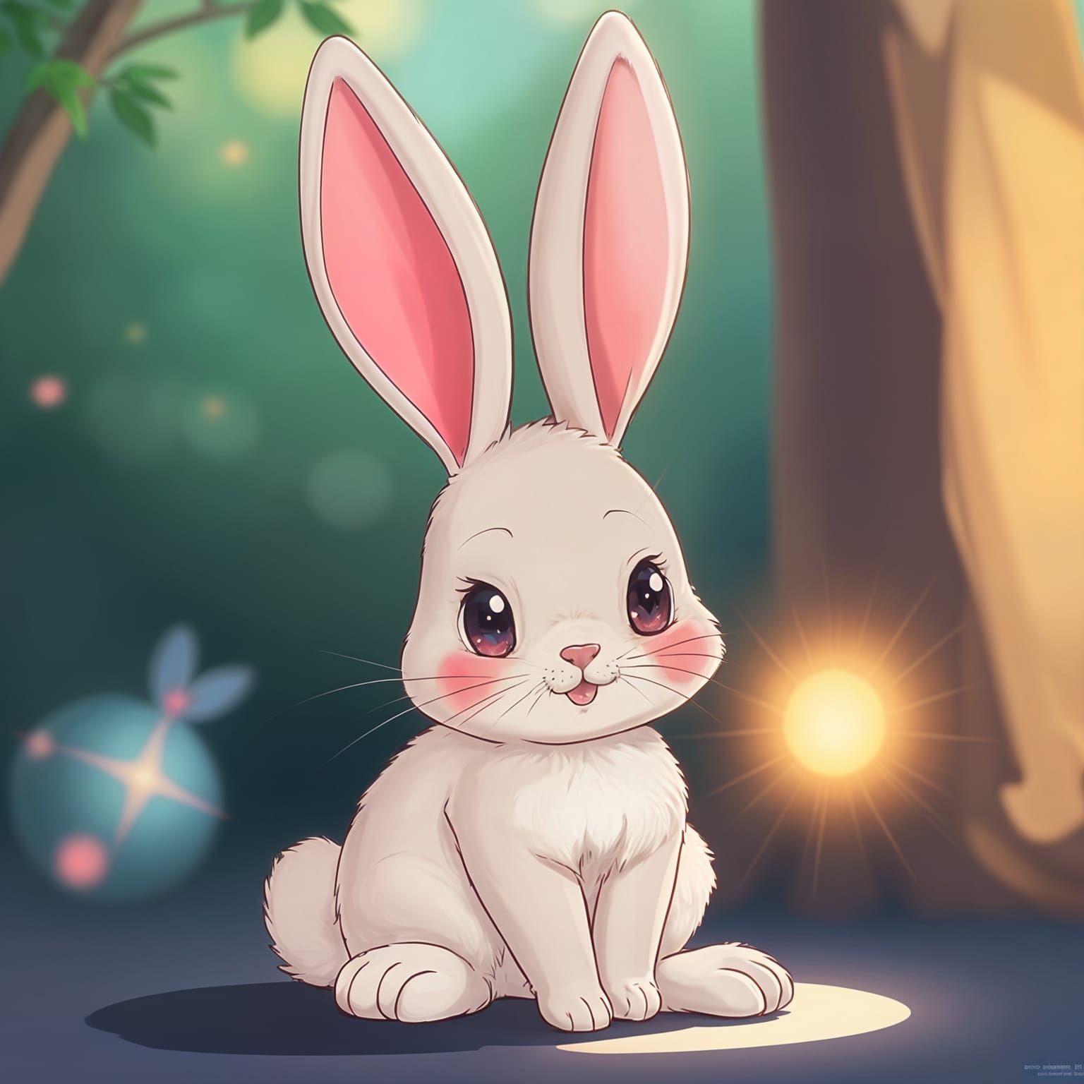 Cute Bunny in Cel-Shaded Anime Style