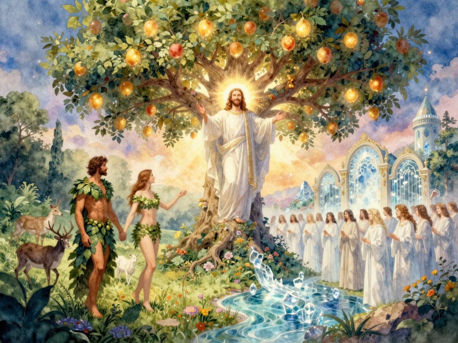 Tree of Life: Eden Restored as New Jerusalem Watercolor