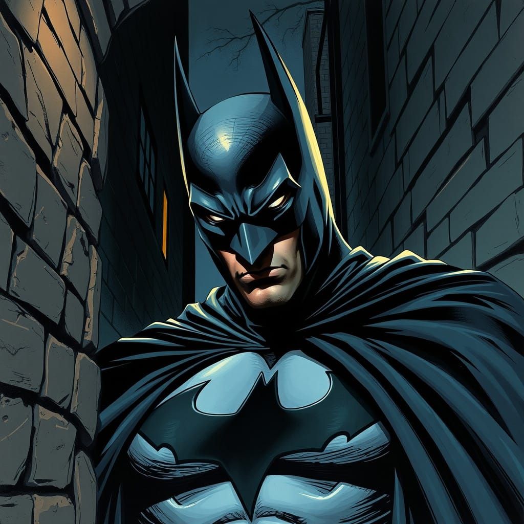 Batman Watches from the Shadows in a Dark Alley