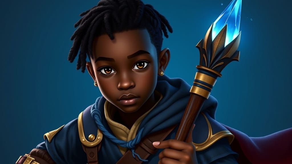 Young Hero Ready for Action in Fantasy Realism