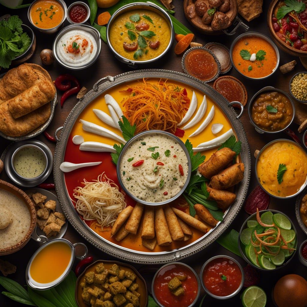 Hyperrealistic Thali Plate with Side Dishes in 8K