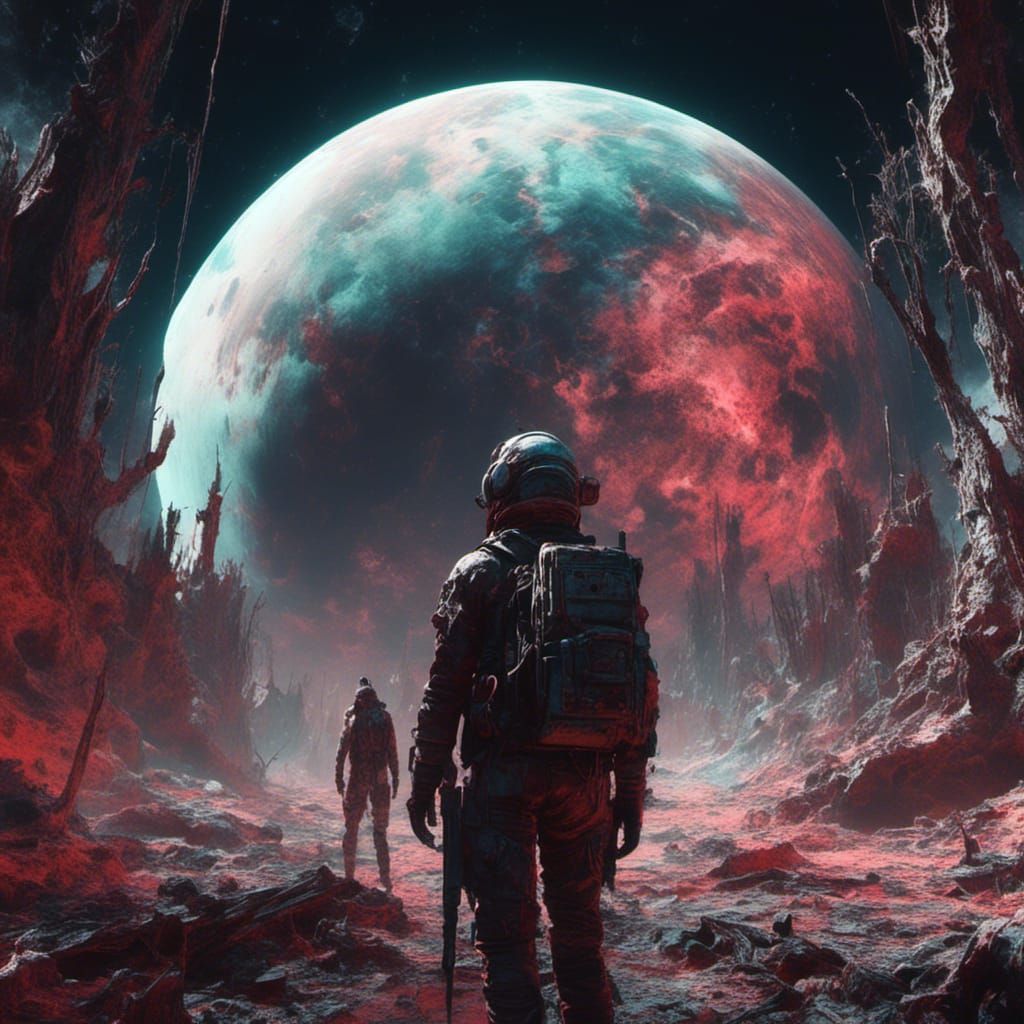 Macabre Black Planet in Space, Maximalist 8K Render