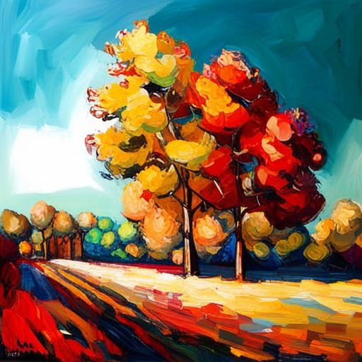 Colorful Neo-Impressionist Oil Painting with Textured Paint