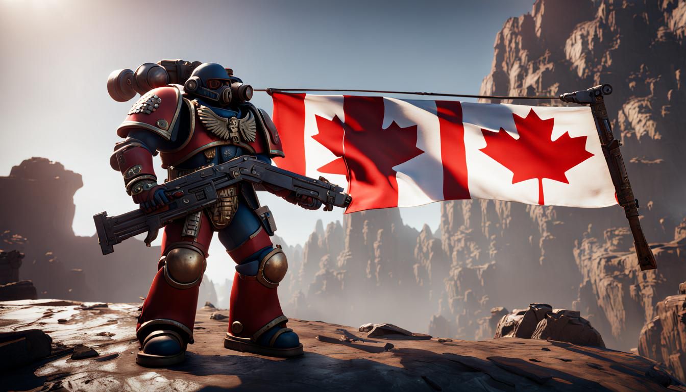 Canadian Flag Warhammer 40K Space Marine, 3D Render