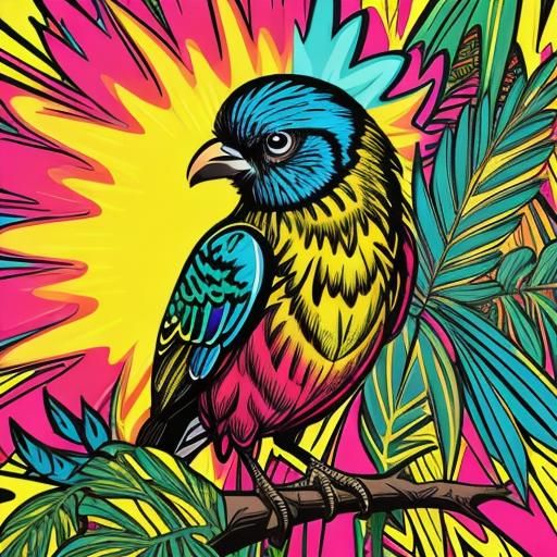 Colorful Bird in Pop Art Style Illustration