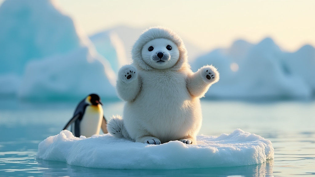 Baby polar seal , shh don't tell the bears